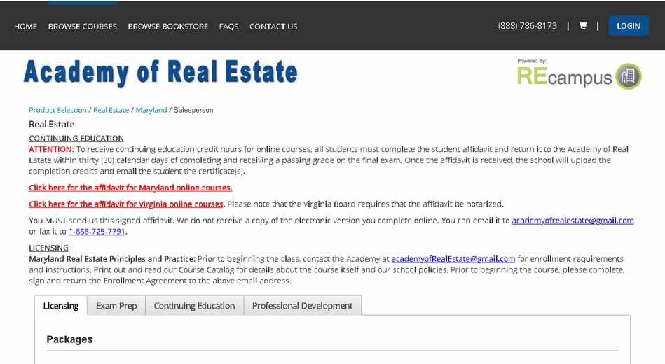 Online Real Estate Continuing Education in Maryland Academy of Real Estate