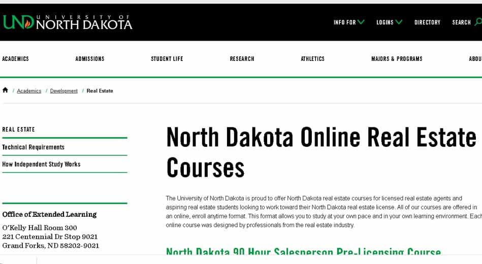 Online Real Estate in North Dakota - Best Continuing Education Schools University of North Dakota